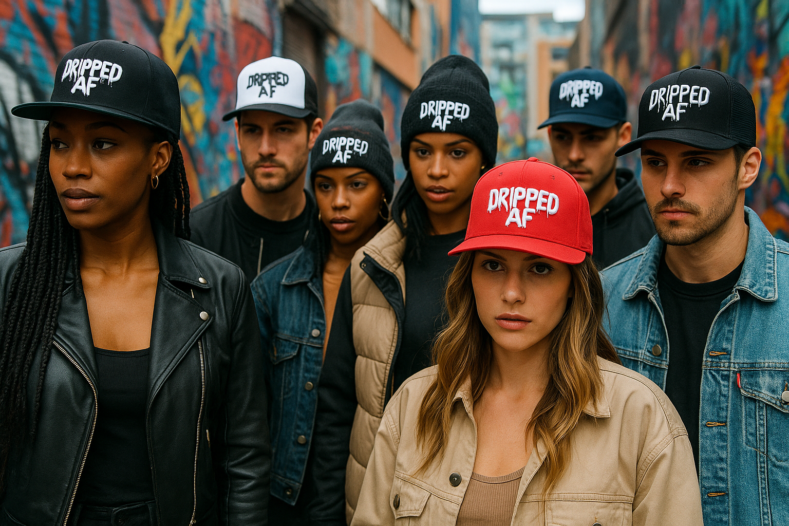 men women wear a dripped af logo cap